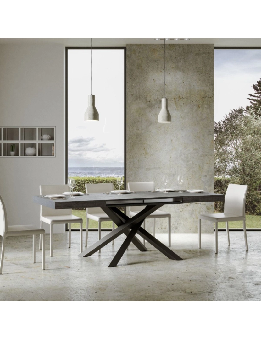 imagem de Mesa de jantar extensível 90x180/284 cm Volantis Cimento quadro Antracite4