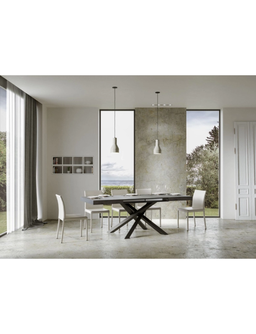 imagem de Mesa de jantar extensível 90x180/284 cm Volantis Cimento quadro Antracite5