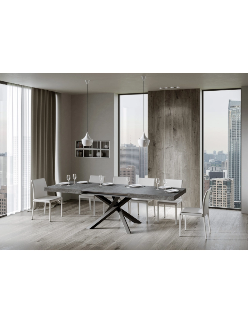 imagem de Mesa de jantar extensível 90x180/284 cm Volantis Cimento quadro Antracite6