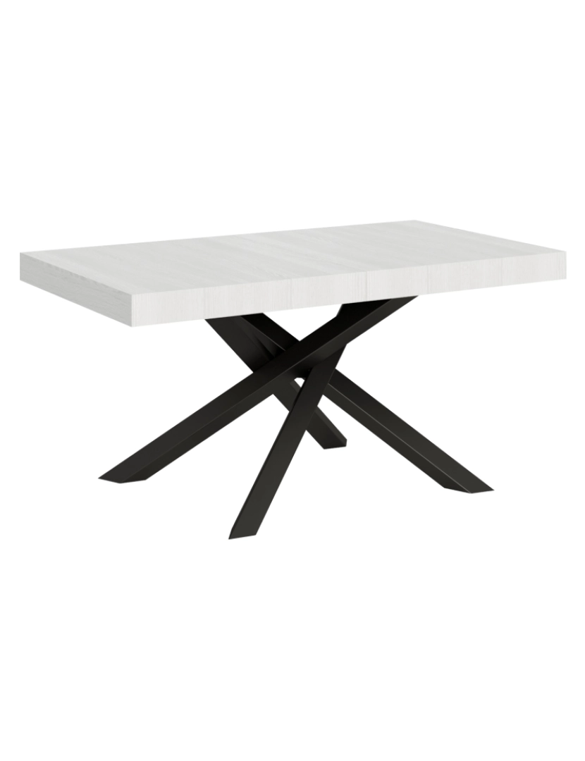 Itamoby - Mesa de jantar extensível 90x160/420 cm Volantis Cinza Branca quadro Antracite