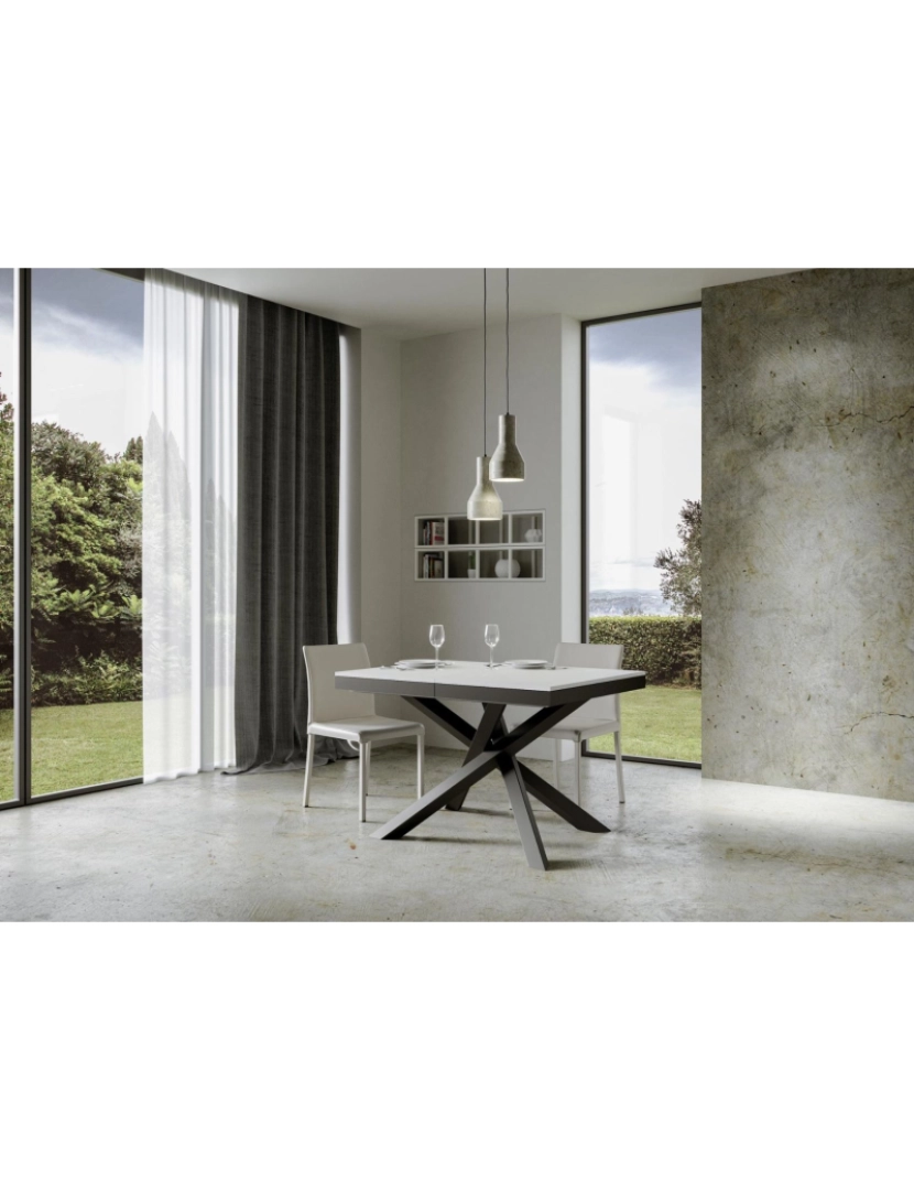 imagem de Mesa de jantar extensível 90x120/224 cm Volantis Evolution Cinza Branca quadro Antracite2