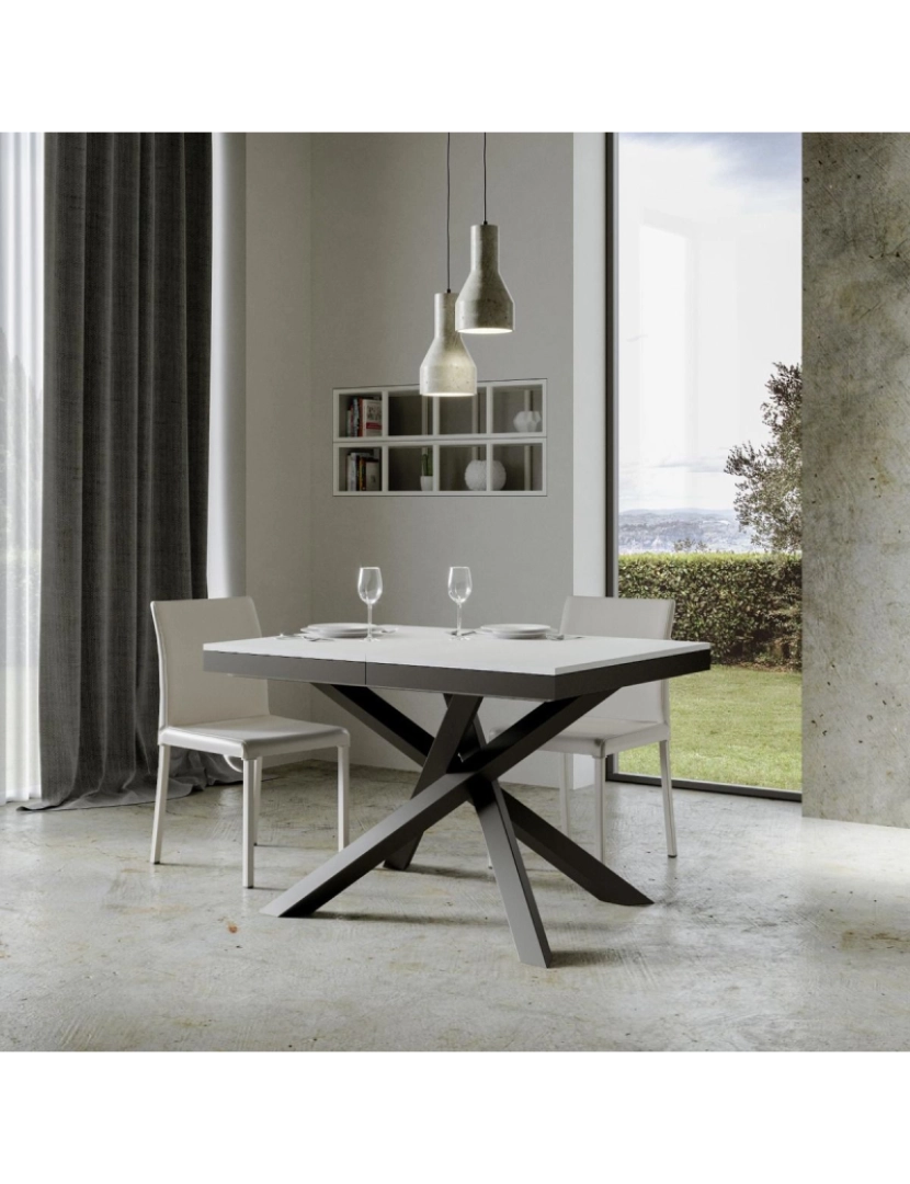 imagem de Mesa de jantar extensível 90x120/224 cm Volantis Evolution Cinza Branca quadro Antracite3