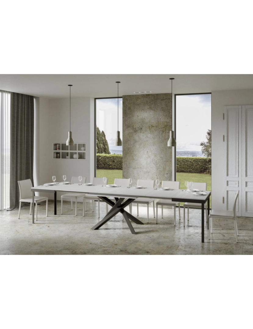 imagem de Mesa de jantar extensível 90x120/380 cm Volantis Evolution Cinza Branca quadro Antracite5