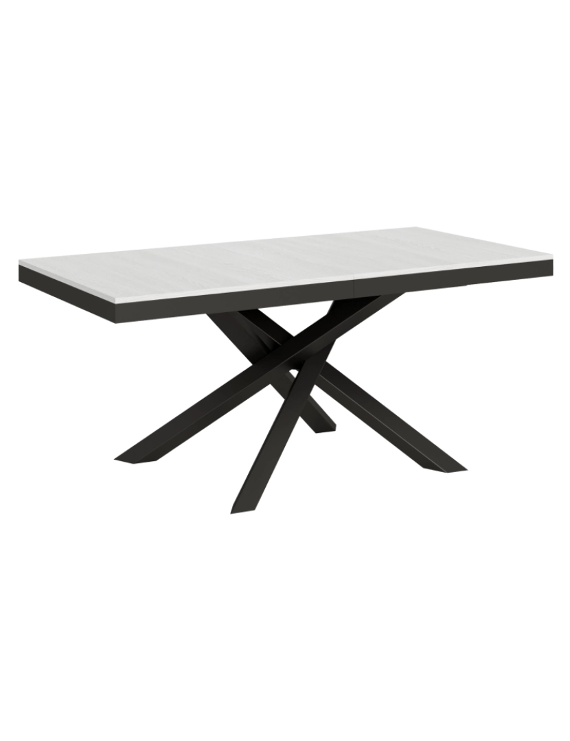 Itamoby - Mesa de jantar extensível 90x180/440 cm Volantis Evolution Cinza Branca quadro Antracite