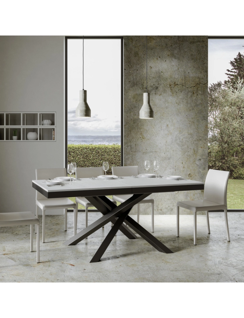 imagem de Mesa de jantar extensível 90x180/440 cm Volantis Evolution Cinza Branca quadro Antracite2