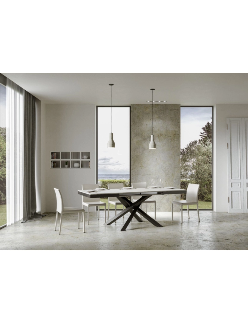 imagem de Mesa de jantar extensível 90x180/440 cm Volantis Evolution Cinza Branca quadro Antracite4