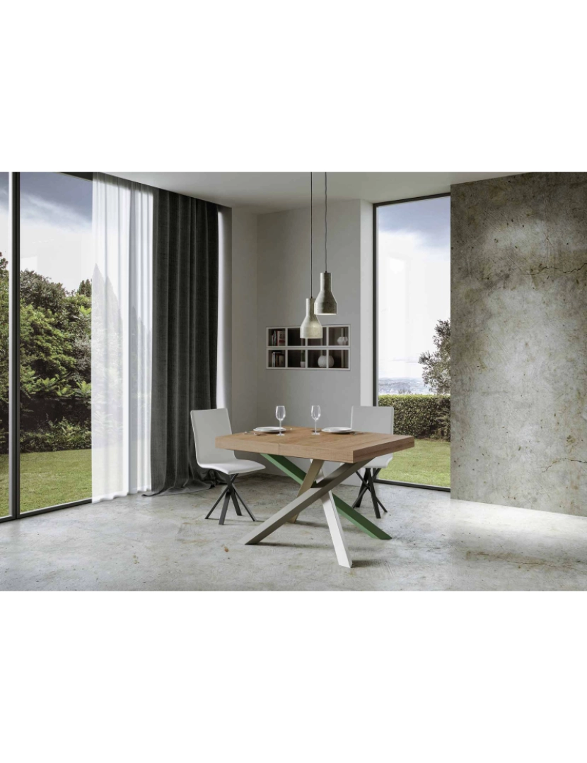 imagem de Mesa de jantar extensível 90x120/224 cm Volantis Carvalho Natural quadro 4/A2