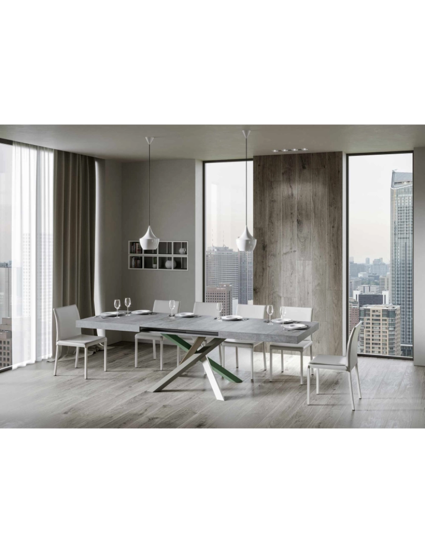 imagem de Mesa de jantar extensível 90x160/264 cm Volantis Cimento quadro 4/A3