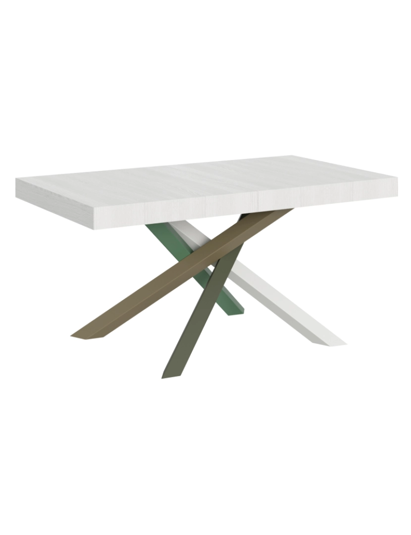 Itamoby - Mesa de jantar extensível 90x160/420 cm Volantis Cinza Branca quadro 4/A