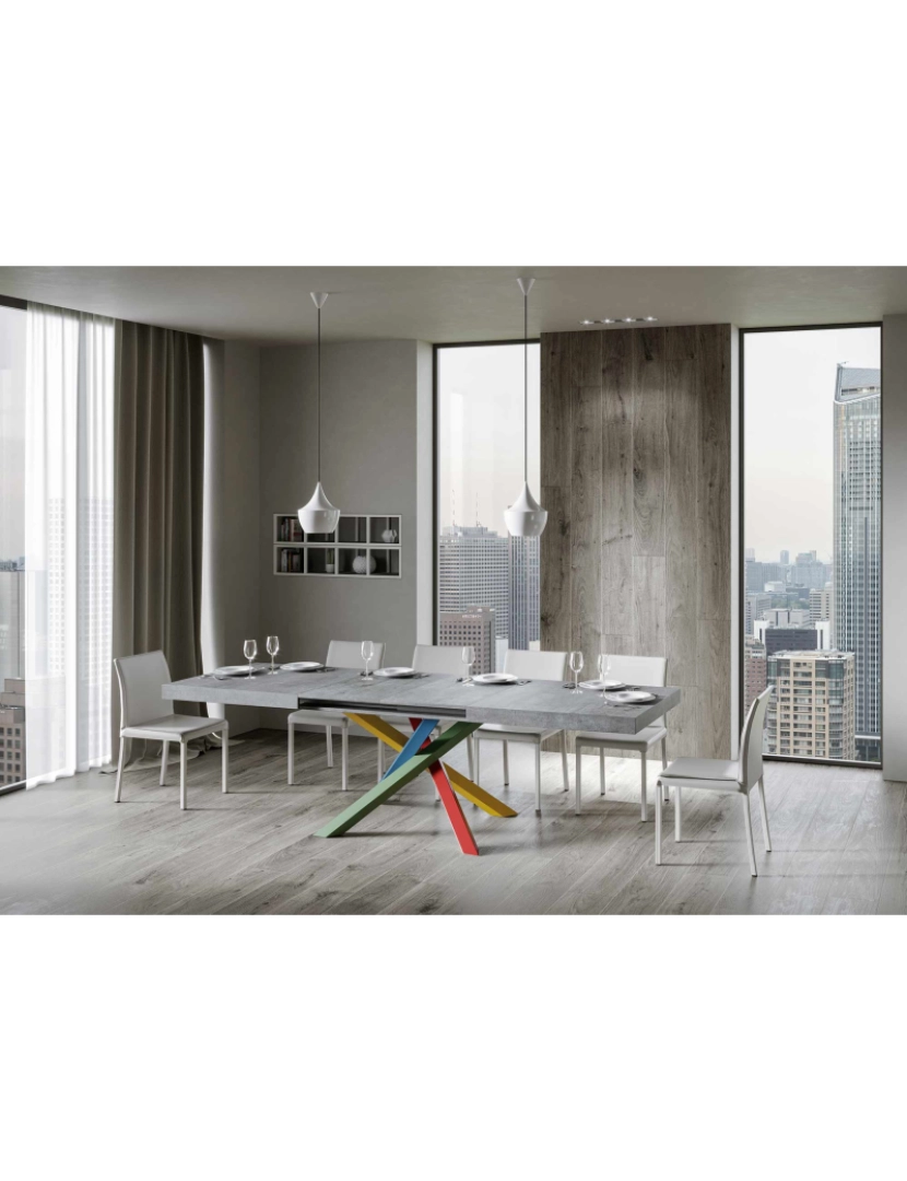 imagem de Mesa de jantar extensível 90x130/234 cm Volantis Cimento quadro 4/B3