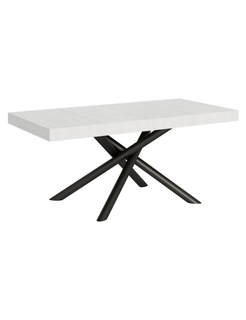 Itamoby - Mesa de jantar extensível 90x180/284 cm Famas Cinza Branca quadro Antracite