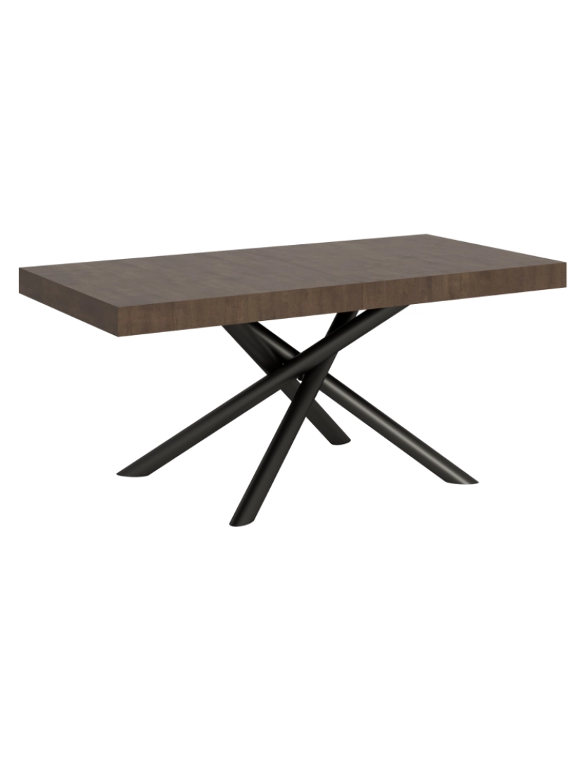 Itamoby - Mesa de jantar extensível 90x180/440 cm Famas Nogueira quadro Antracite