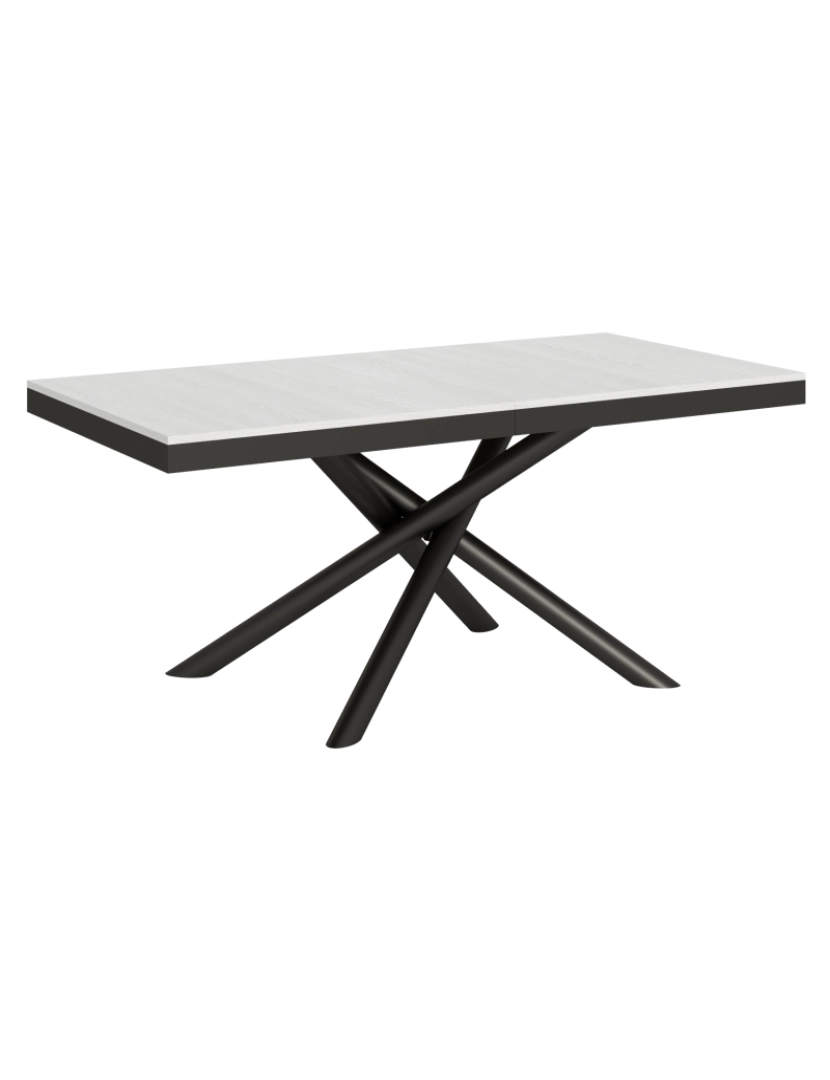 Itamoby - Mesa de jantar extensível 90x180/440 cm Famas Evolution Cinza Branca quadro Antracite