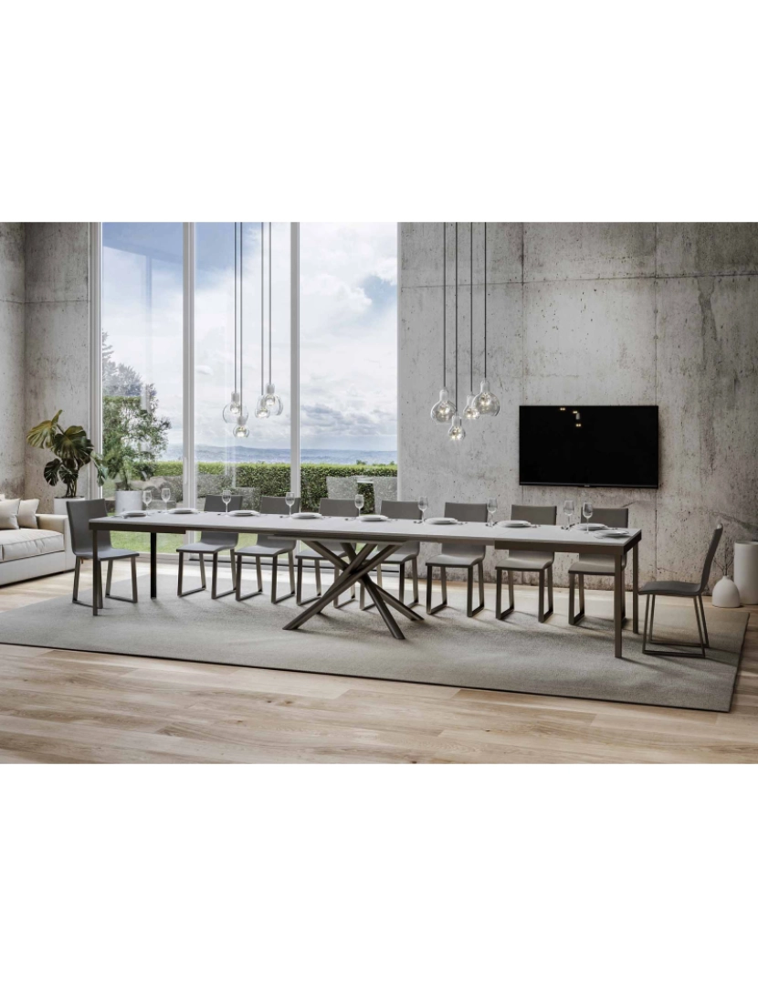 imagem de Mesa de jantar extensível 90x180/440 cm Famas Evolution Cinza Branca quadro Antracite4