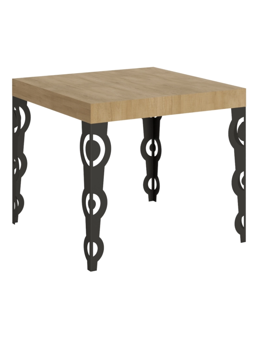 Itamoby - Mesa de jantar extensível 90x90/246 cm Karamay Carvalho Natural quadro Antracite