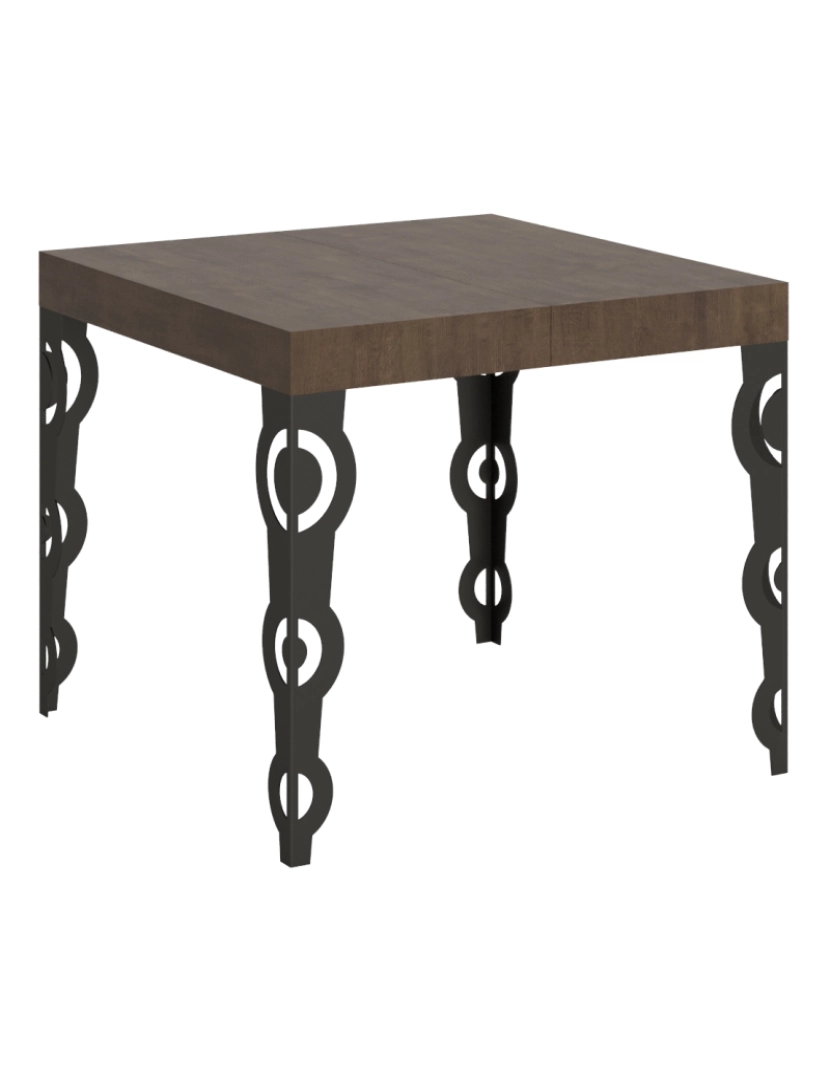 imagem de Mesa de jantar extensível 90x90/246 cm Karamay Nogueira quadro Antracite1