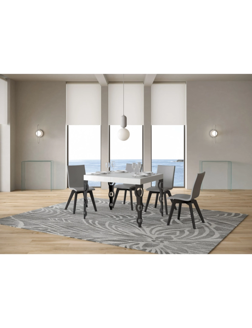 imagem de Mesa de jantar extensível 70x110/194 cm Karamay Cinza Branca quadro Antracite2