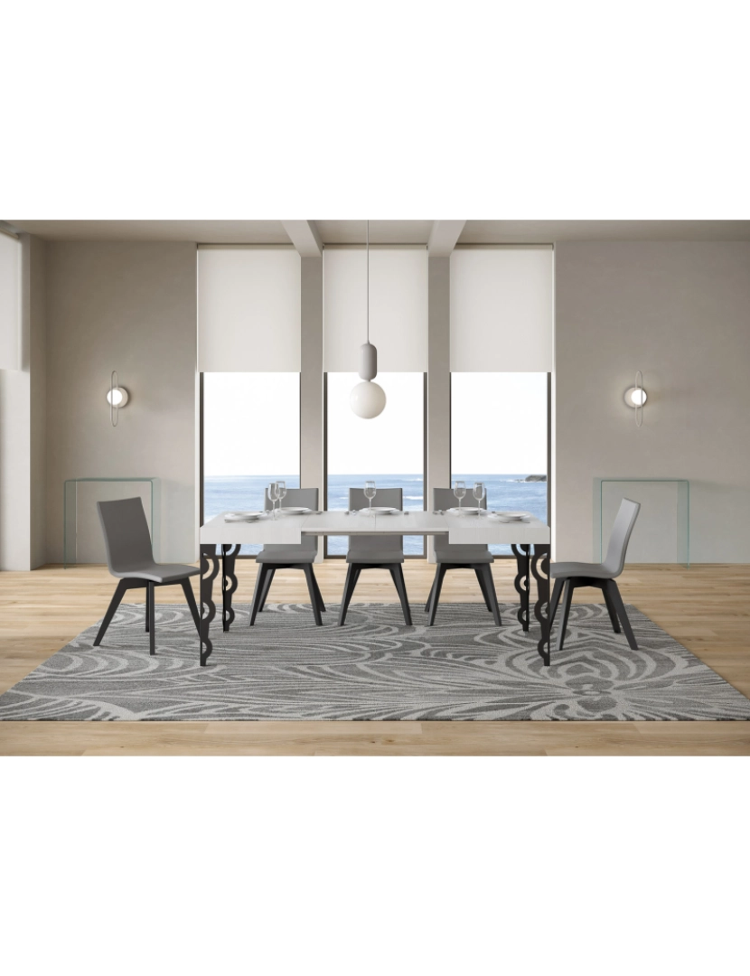 imagem de Mesa de jantar extensível 70x110/194 cm Karamay Cinza Branca quadro Antracite3