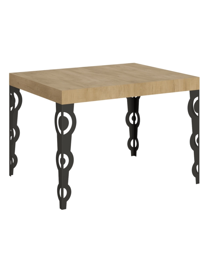 imagem de Mesa de jantar extensível 70x110/194 cm Karamay Carvalho Natural quadro Antracite1