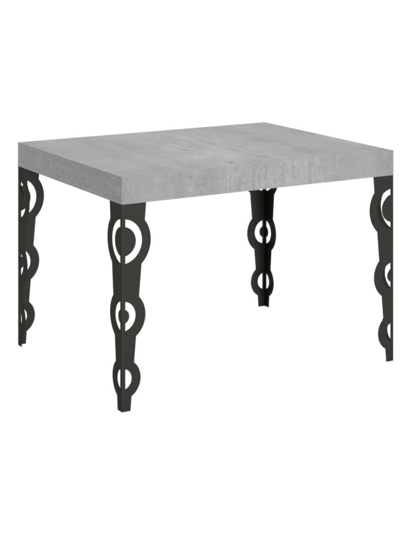 Itamoby - Mesa de jantar extensível 70x110/194 cm Karamay Cimento quadro Antracite