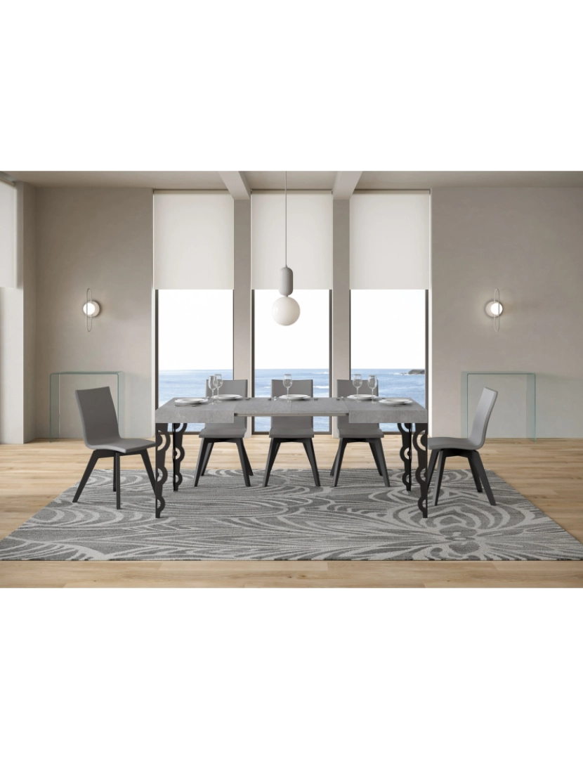 imagem de Mesa de jantar extensível 70x110/194 cm Karamay Cimento quadro Antracite3