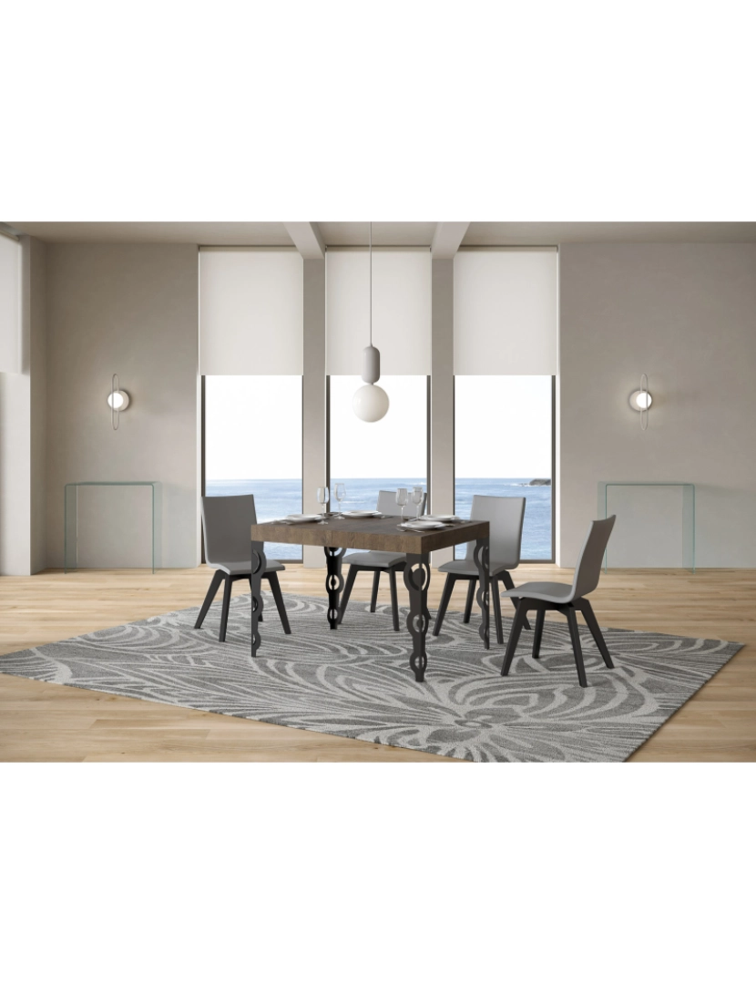 imagem de Mesa de jantar extensível 70x110/194 cm Karamay Nogueira quadro Antracite2