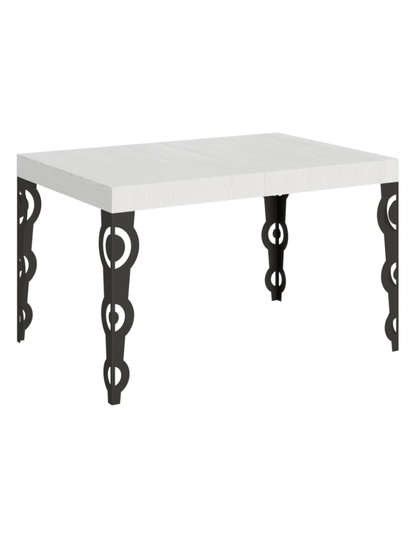 Itamoby - Mesa de jantar extensível 90x120/224 cm Karamay Cinza Branca quadro Antracite