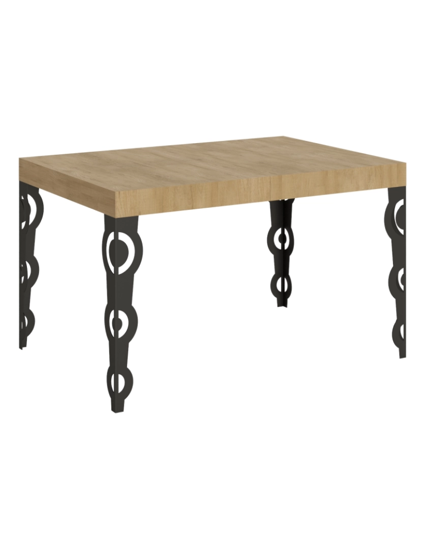 imagem de Mesa de jantar extensível 90x120/224 cm Karamay Carvalho Natural quadro Antracite1