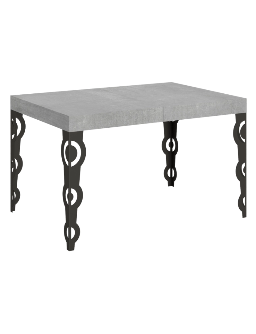 Itamoby - Mesa de jantar extensível 90x120/224 cm Karamay Cimento quadro Antracite