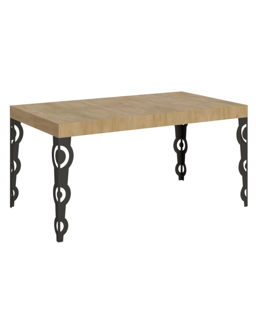 imagem de Mesa de jantar extensível 90x160/264 cm Karamay Carvalho Natural quadro Antracite1