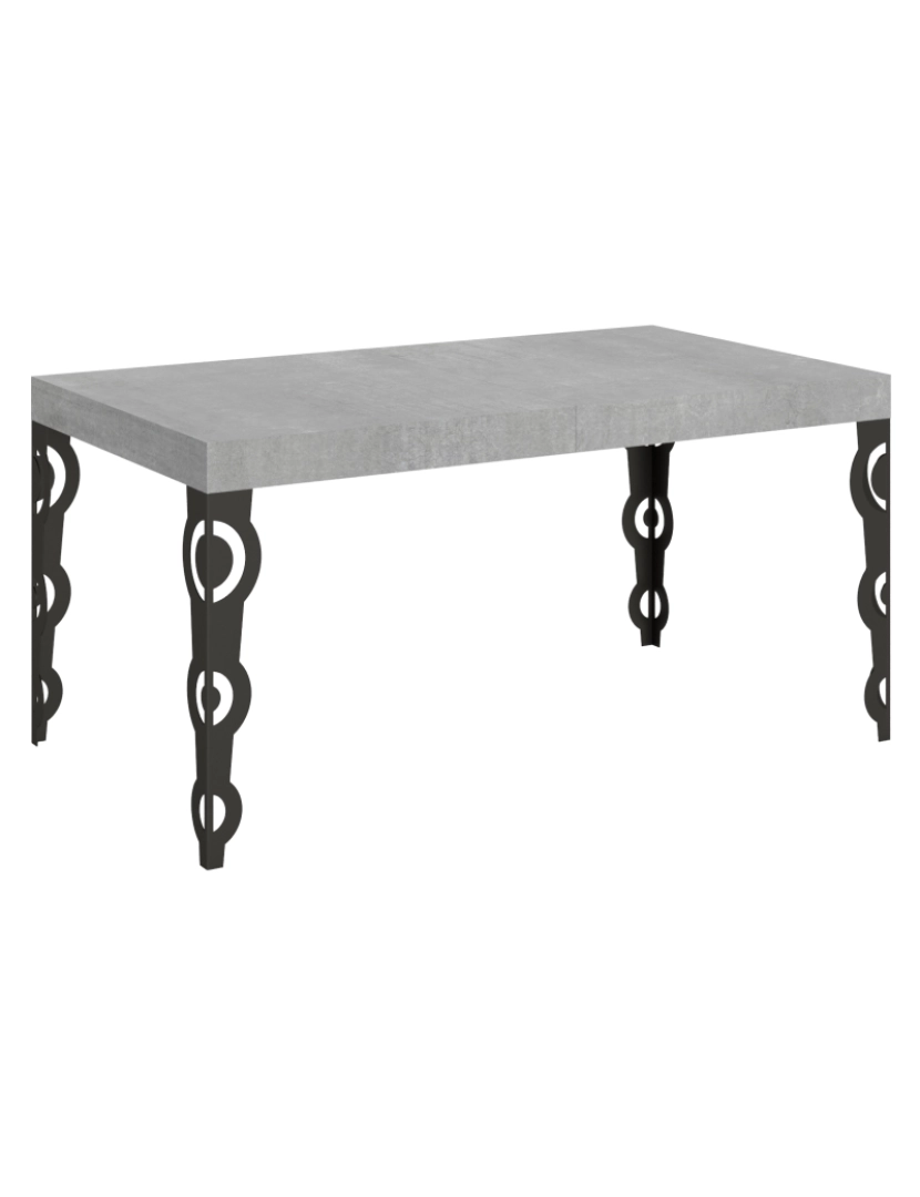 Itamoby - Mesa de jantar extensível 90x160/264 cm Karamay Cimento quadro Antracite