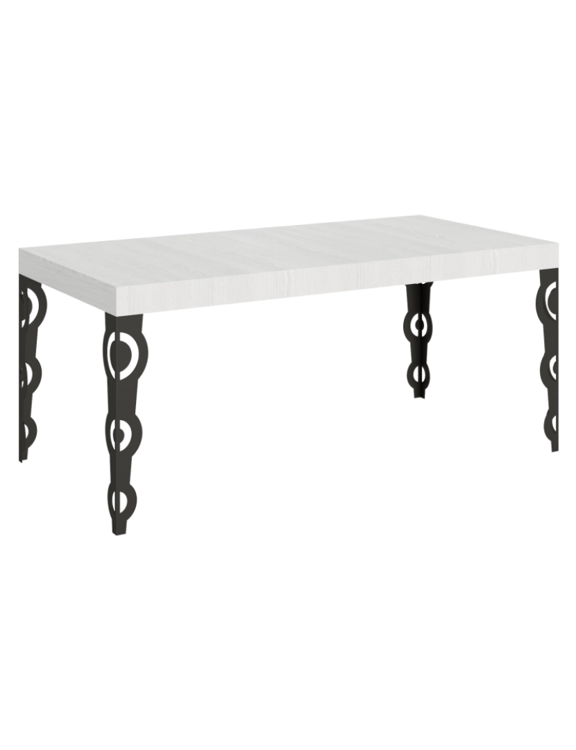 Itamoby - Mesa de jantar extensível 90x180/284 cm Karamay Cinza Branca quadro Antracite