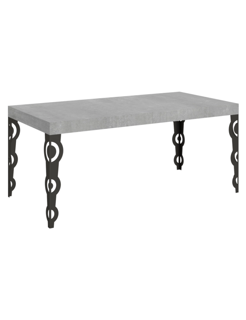 Itamoby - Mesa de jantar extensível 90x180/284 cm Karamay Cimento quadro Antracite