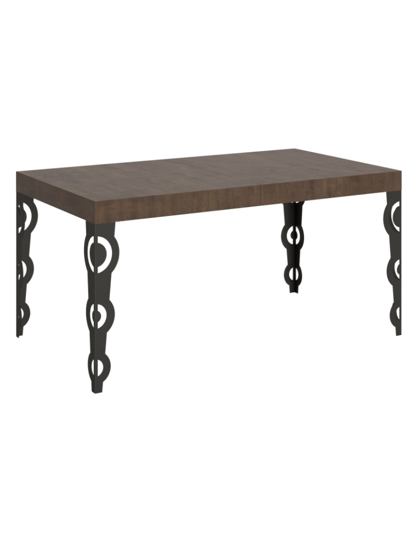 imagem de Mesa de jantar extensível 90x160/420 cm Karamay Nogueira quadro Antracite1