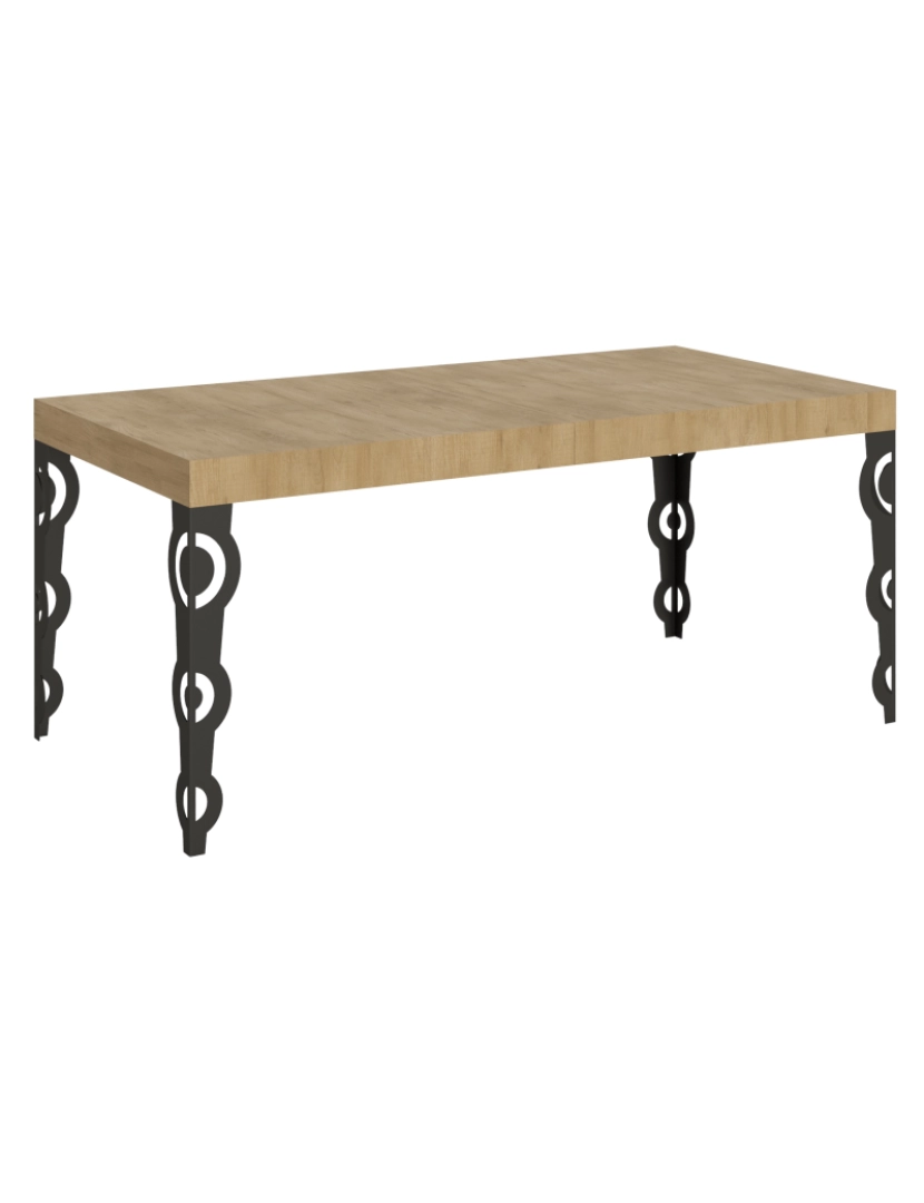 Itamoby - Mesa de jantar extensível 90x180/440 cm Karamay Carvalho Natural quadro Antracite