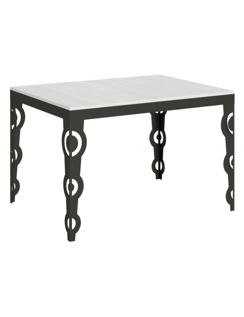 Itamoby - Mesa de jantar extensível 90x120/224 cm Karamay Evolution Cinza Branca quadro Antracite