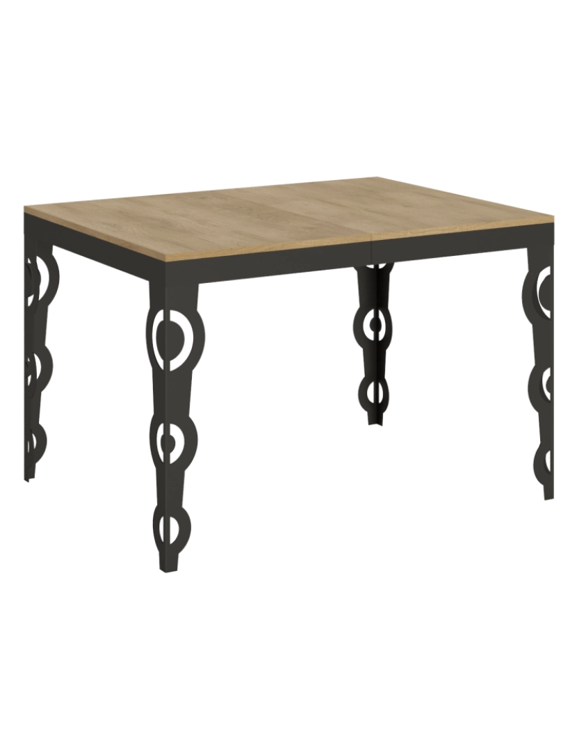 imagem de Mesa de jantar extensível 90x120/224 cm Karamay Evolution Carvalho Natural quadro Antracite1