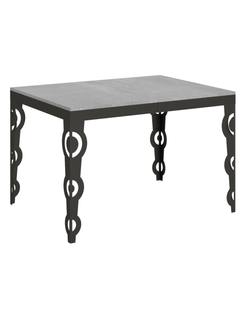 imagem de Mesa de jantar extensível 90x120/224 cm Karamay Evolution Cimento quadro Antracite1