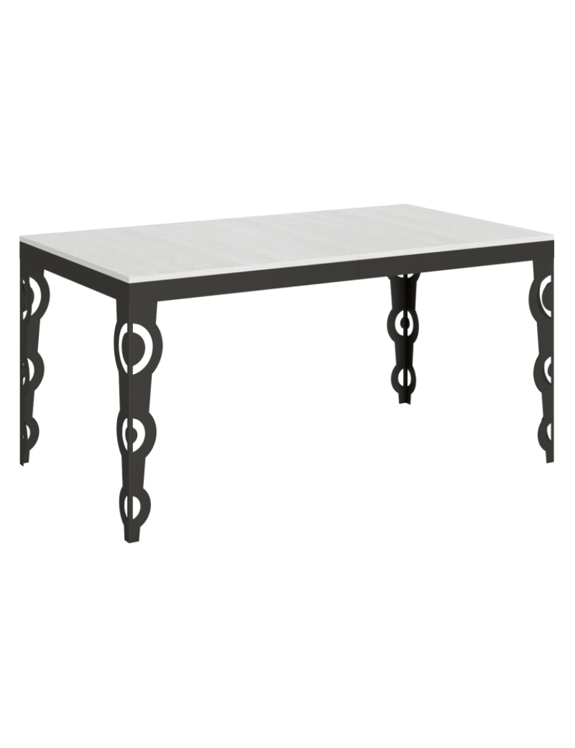 Itamoby - Mesa de jantar extensível 90x160/264 cm Karamay Evolution Cinza Branca quadro Antracite