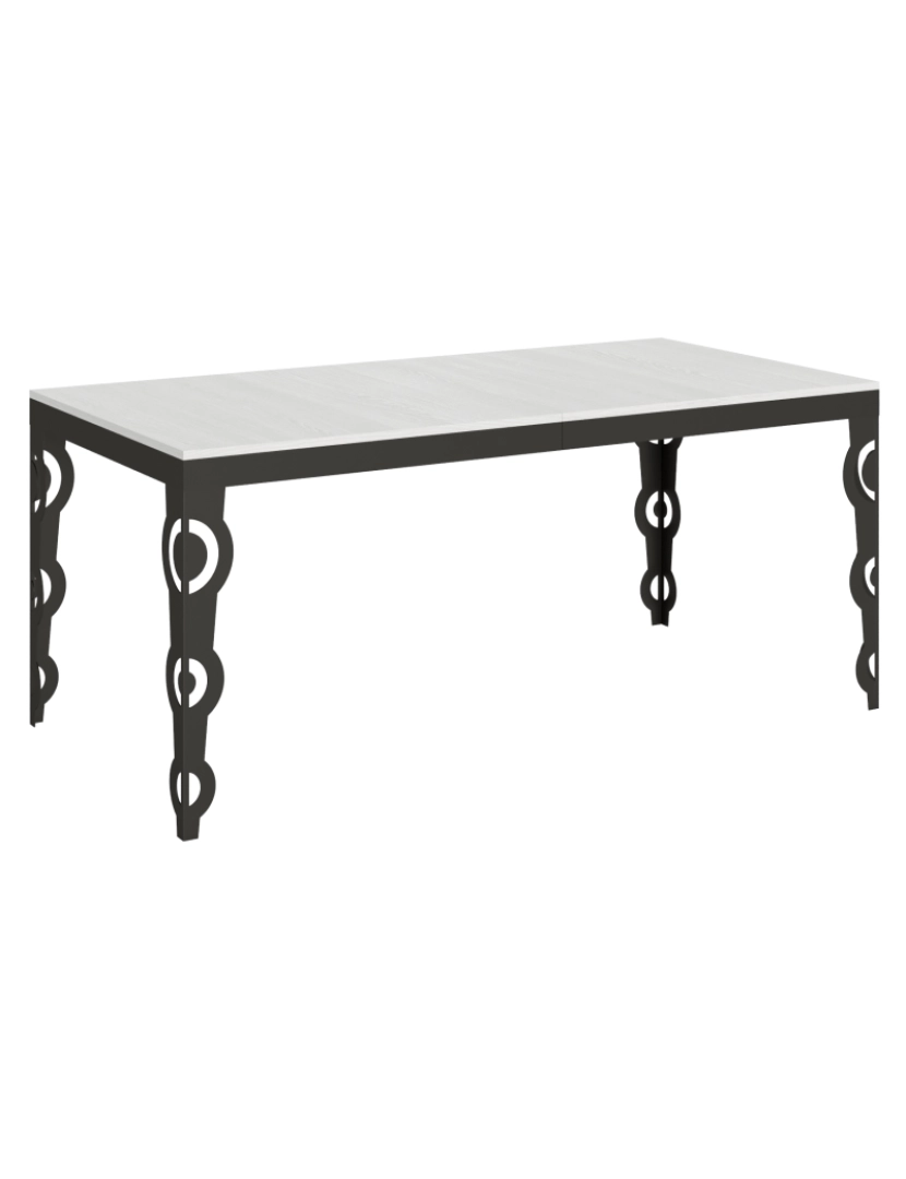 Itamoby - Mesa de jantar extensível 90x180/284 cm Karamay Evolution Cinza Branca quadro Antracite