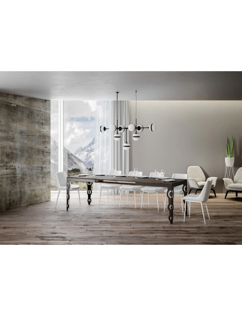 imagem de Mesa de jantar extensível 90x180/284 cm Karamay Evolution Nogueira quadro Antracite3