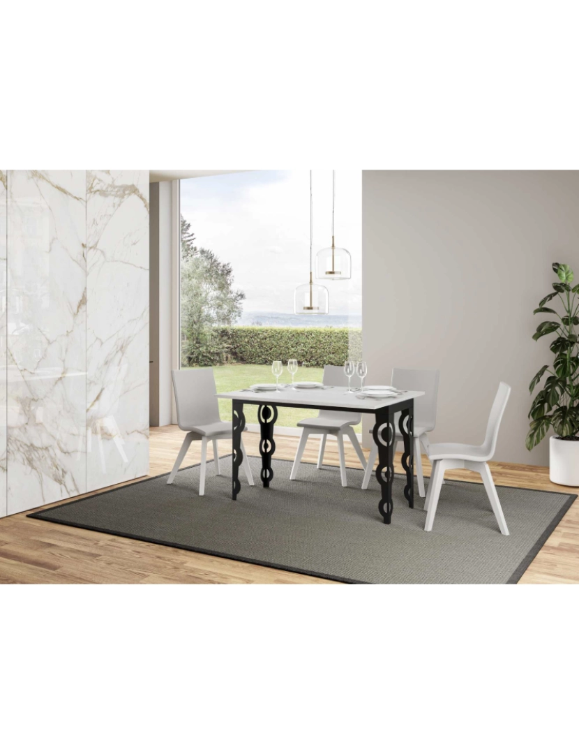 imagem de Mesa de jantar extensível tipo livro 120x45/90 cm Karamay Double Cinza Branca quadro Antracite3