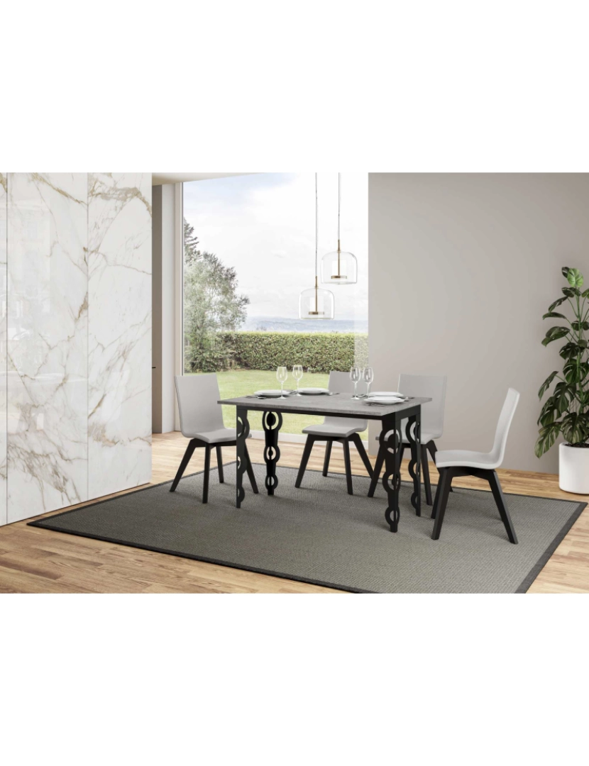 imagem de Mesa de jantar extensível tipo livro 120x45/90 cm Karamay Double Cimento quadro Antracite3