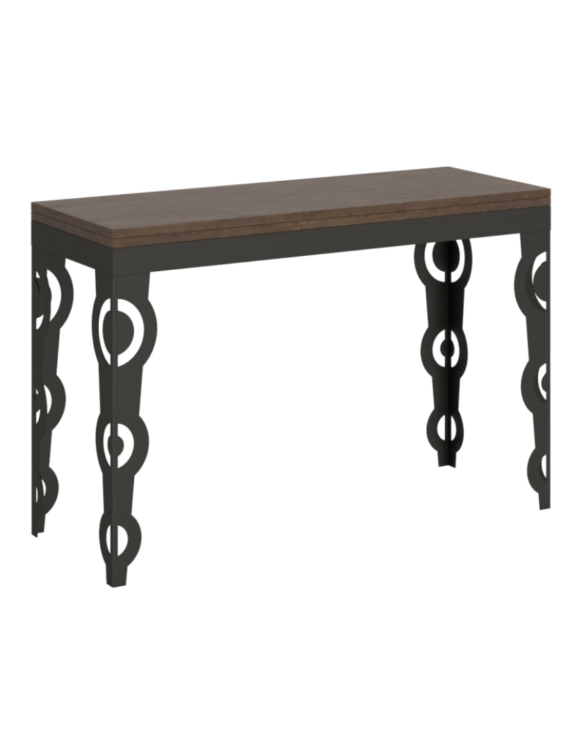 imagem de Mesa de jantar extensível tipo livro 120x45/90 cm Karamay Double Nogueira quadro Antracite1