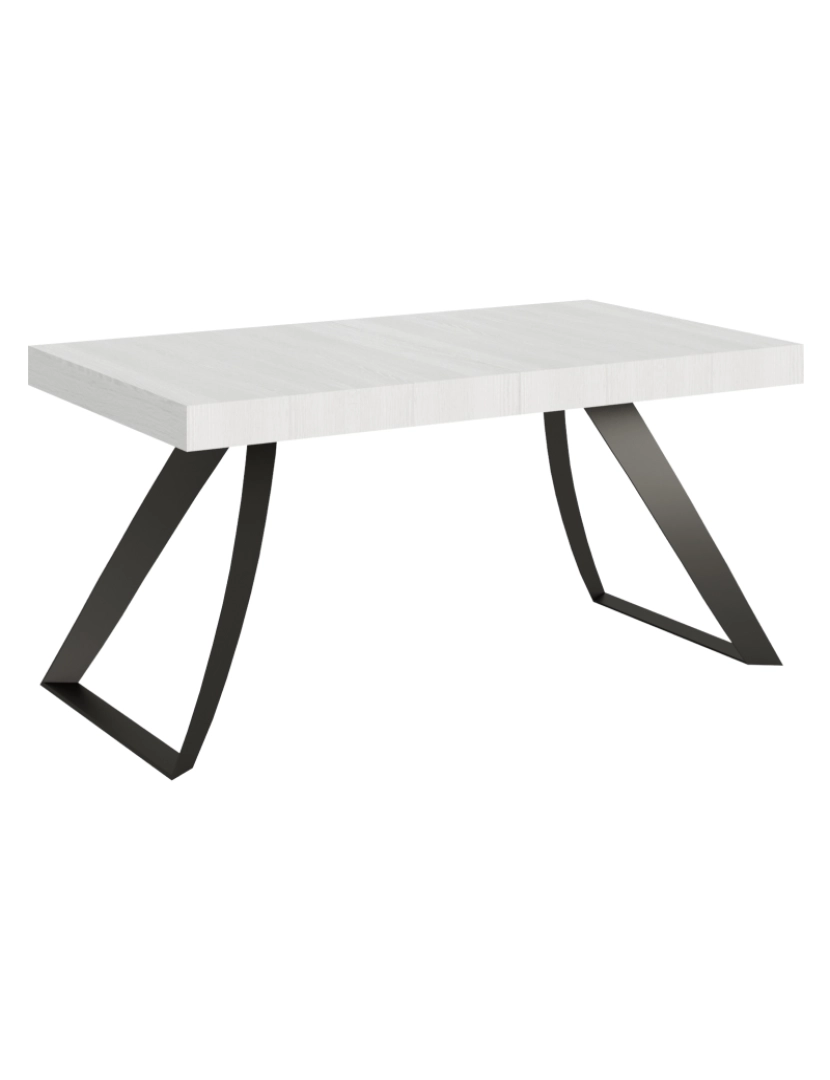Itamoby - Mesa de jantar extensível 90x160/264 cm Proxy Cinza Branca quadro Antracite
