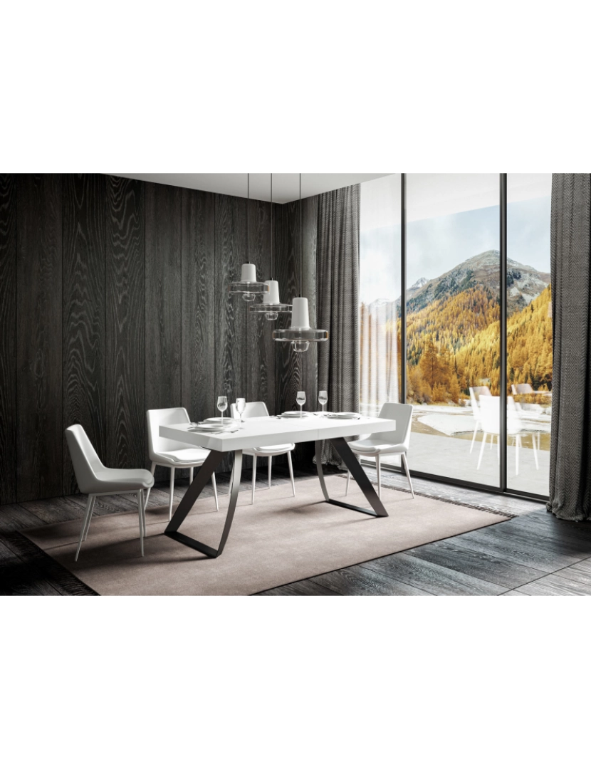 imagem de Mesa de jantar extensível 90x160/264 cm Proxy Cinza Branca quadro Antracite2
