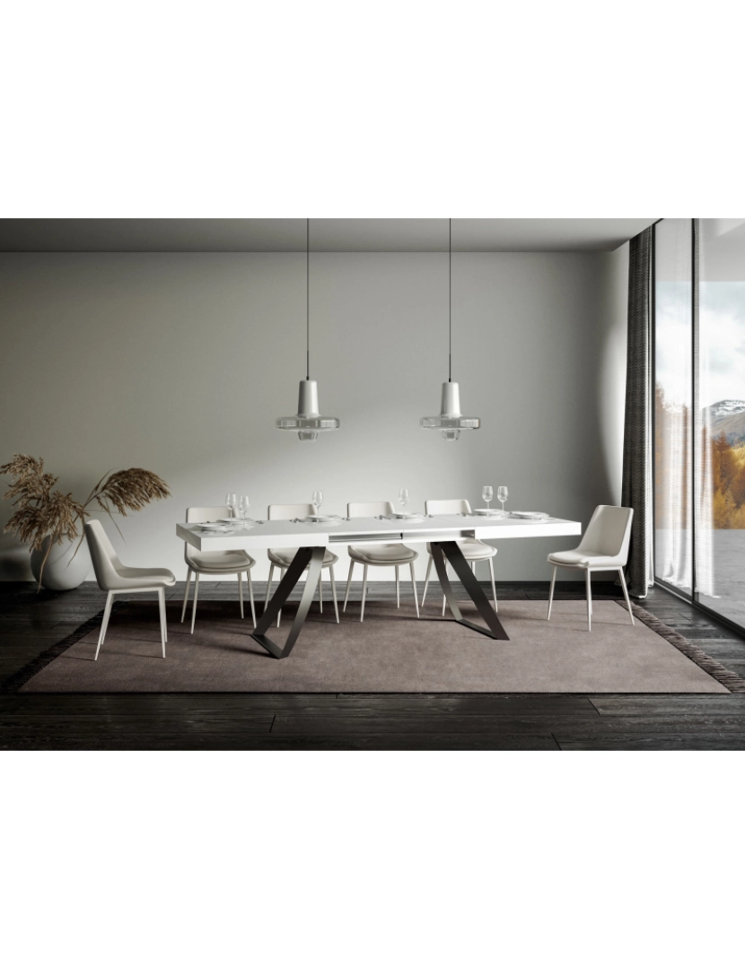 imagem de Mesa de jantar extensível 90x160/264 cm Proxy Cinza Branca quadro Antracite3