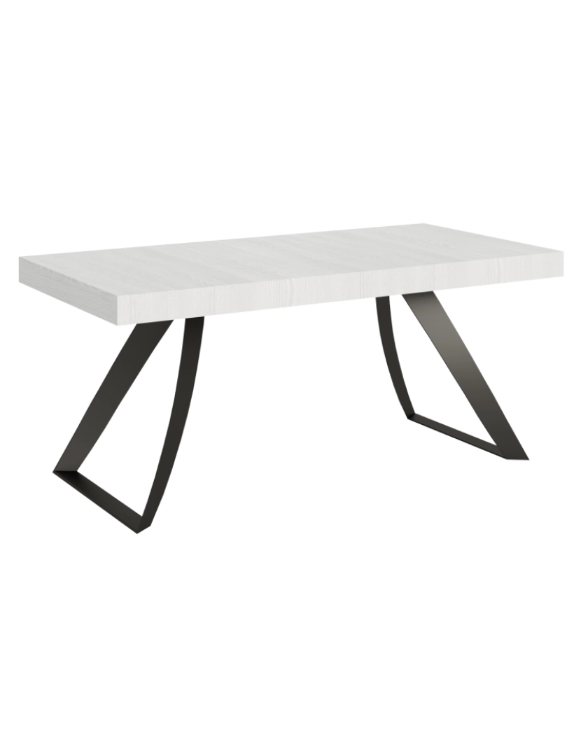 Itamoby - Mesa de jantar extensível 90x180/284 cm Proxy Cinza Branca quadro Antracite