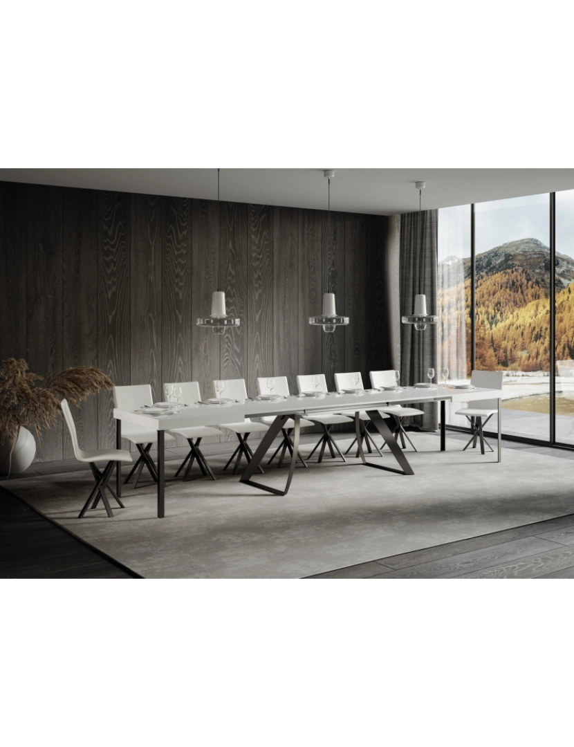 imagem de Mesa de jantar extensível 90x160/420 cm Proxy Cinza Branca quadro Antracite4