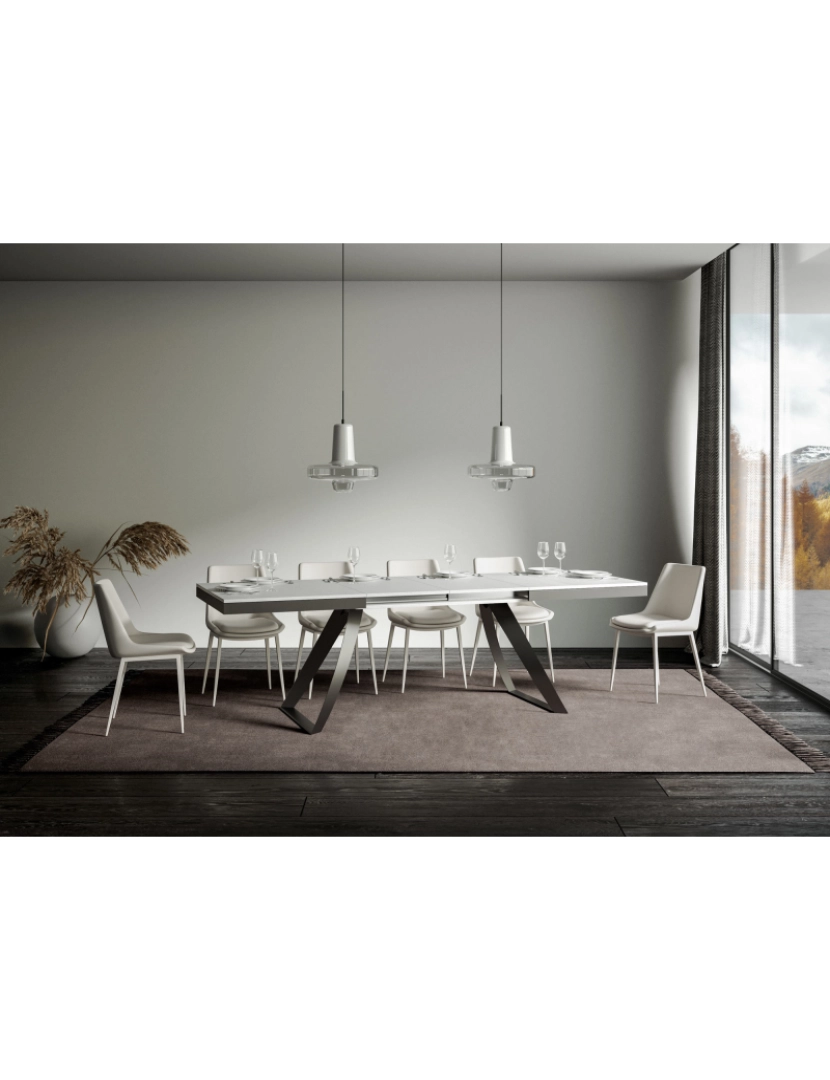 imagem de Mesa de jantar extensível 90x160/264 cm Proxy Evolution Cinza Branca quadro Antracite3